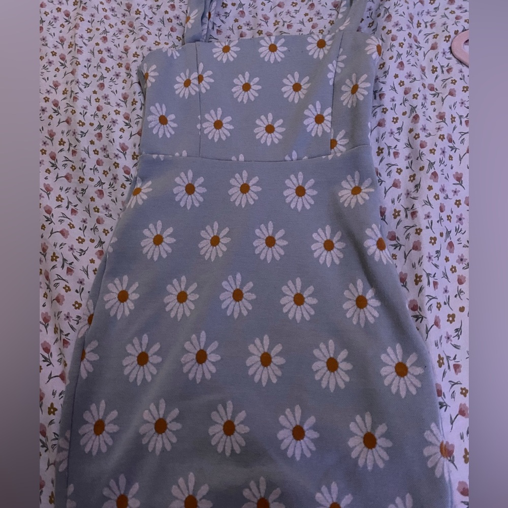 teal flower dress slim fit